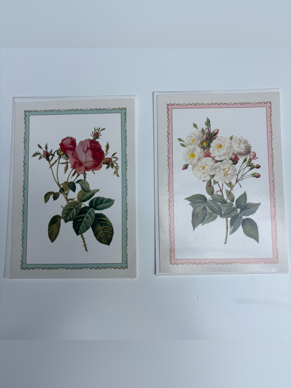 Vintage 1999 Redouté Rose (2) Greeting Cards - National Osteoporosis Foundation